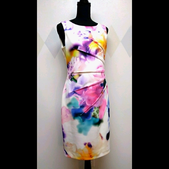 Calvin Klein Dresses & Skirts - Calvin Klein tropical print starburst pleats dress